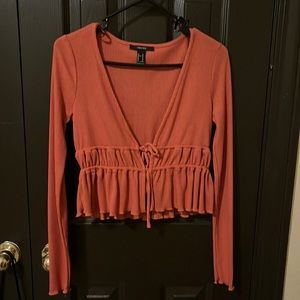 Red/Orange cropped long sleeved shirt size M (never used)